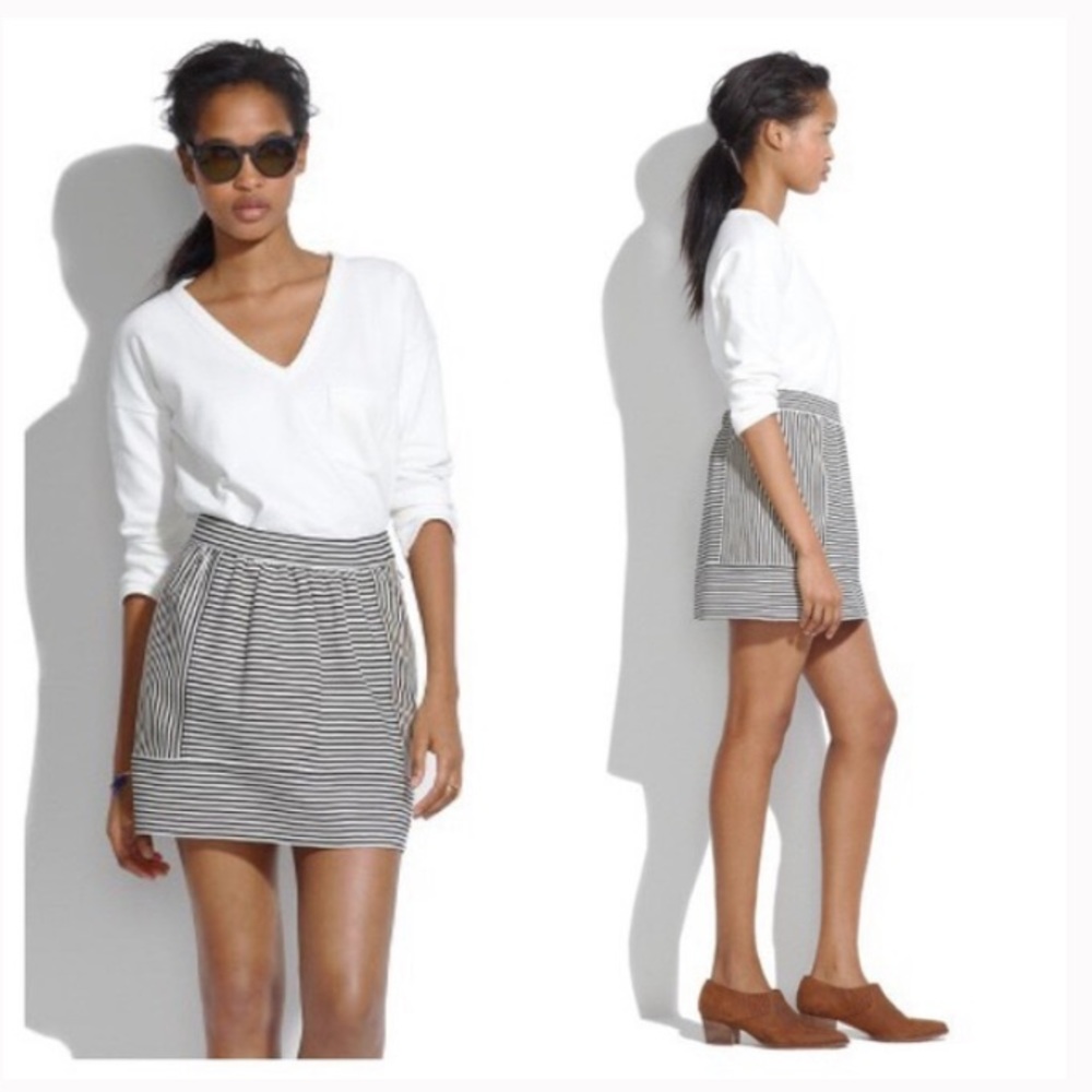 EUC Madewell Ponte Swivel Striped Mini Skirt